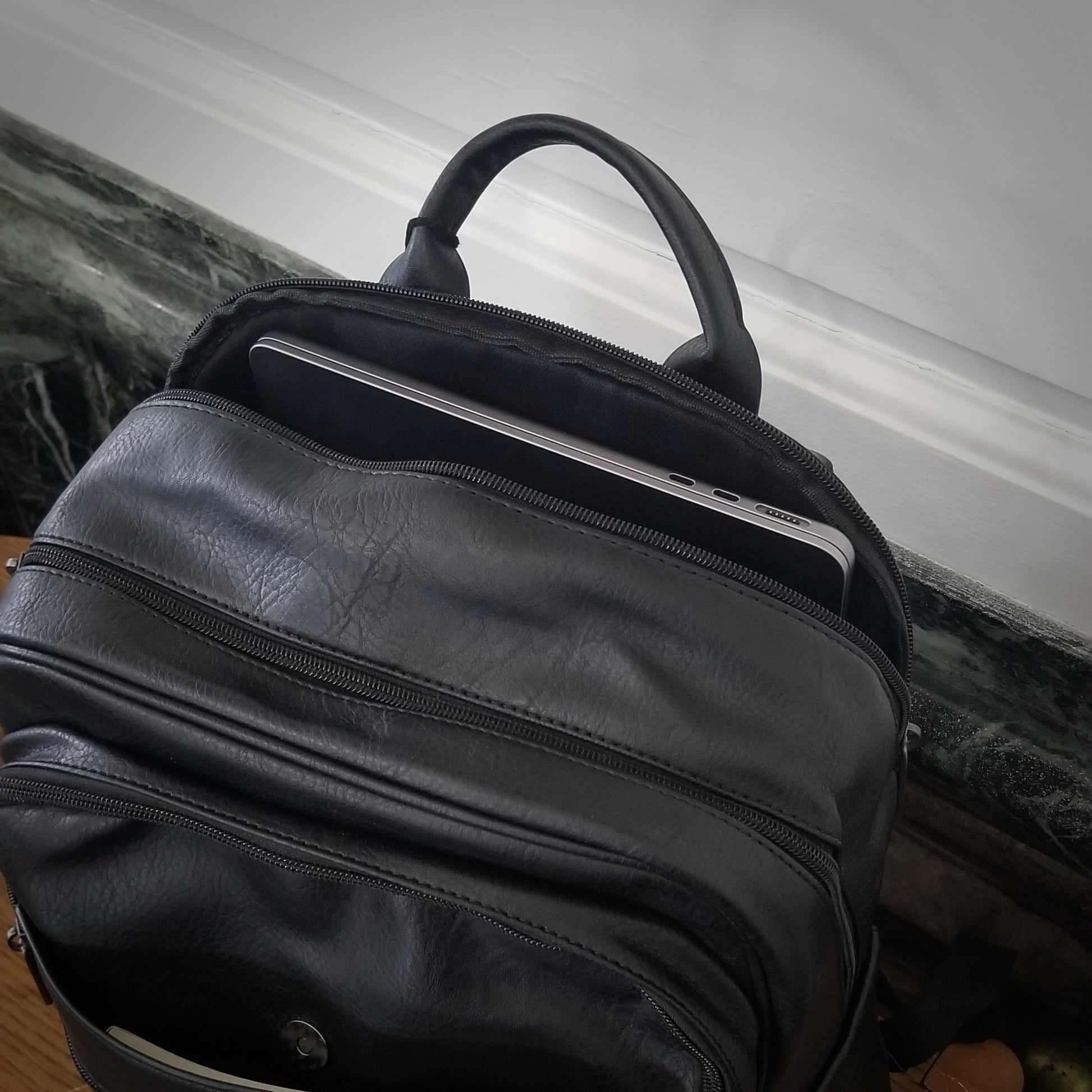 bugatti black leather backpack Branded Bugatti Backpack